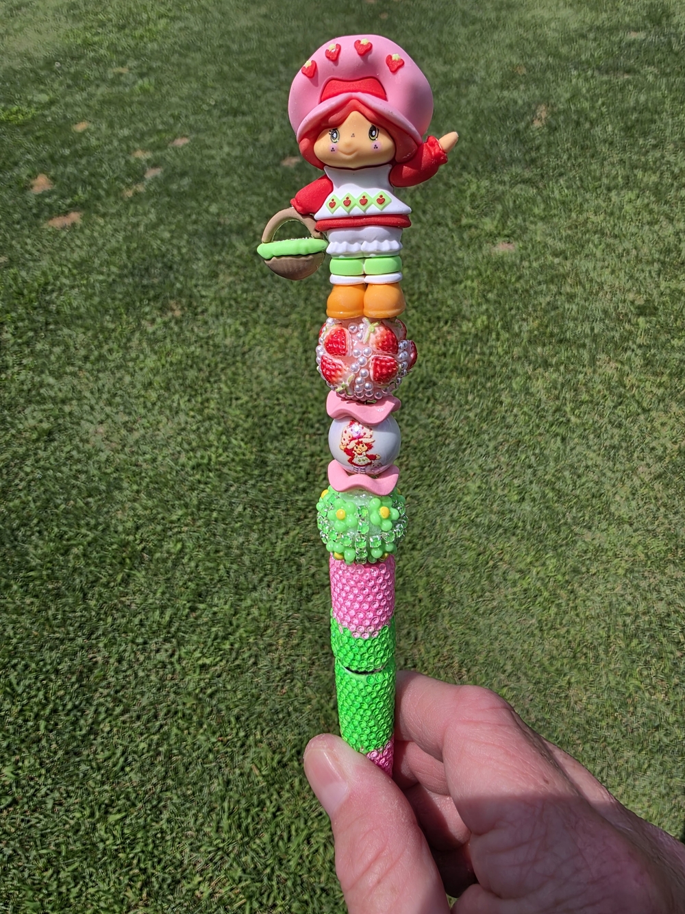 Strawberry Character Kids Toy Pen - Pink & Green.new..black Ink With Refulls